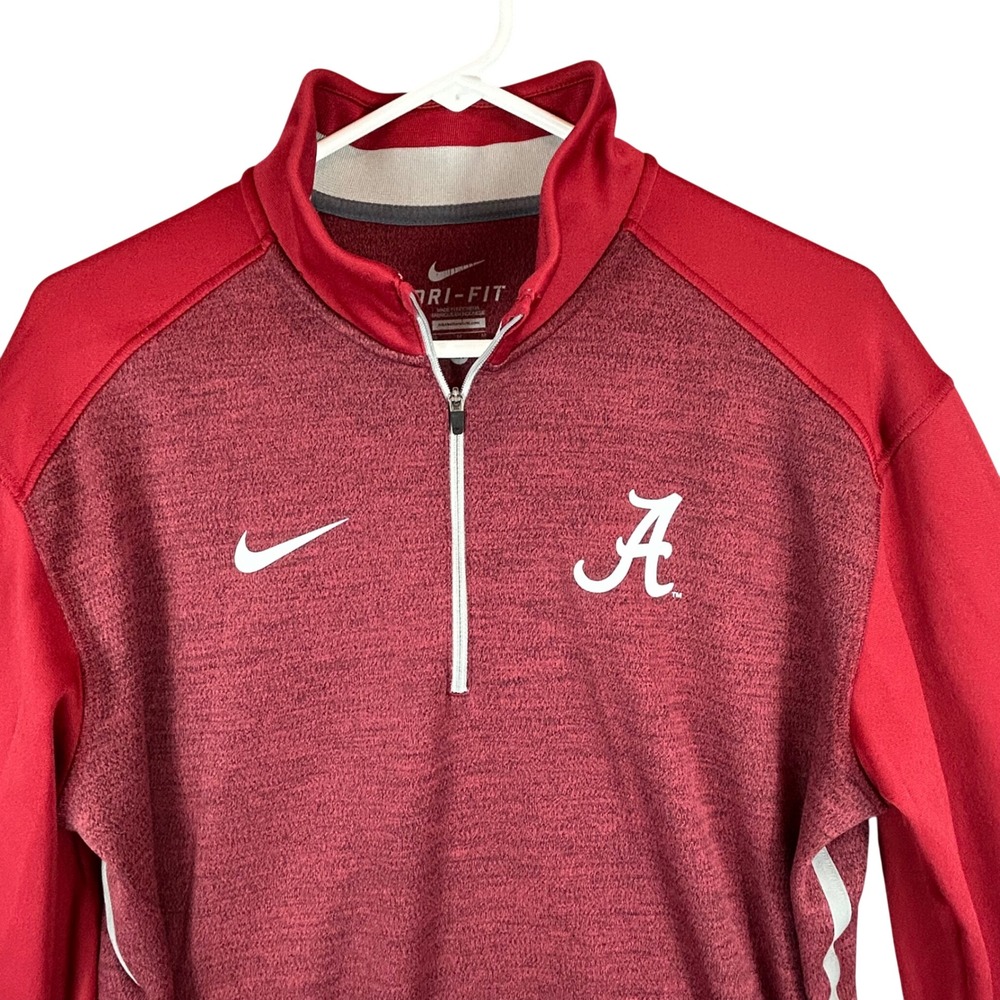 Nike Alabama Crimson Tide Dri-FIT Quarter Zip Pullover Mens M Red Heather *read*